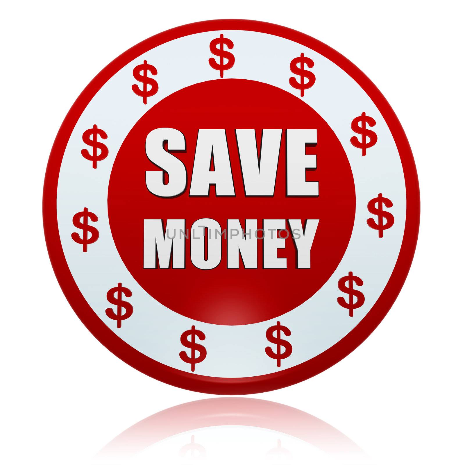 save money and dollar sign circle badge by marinini