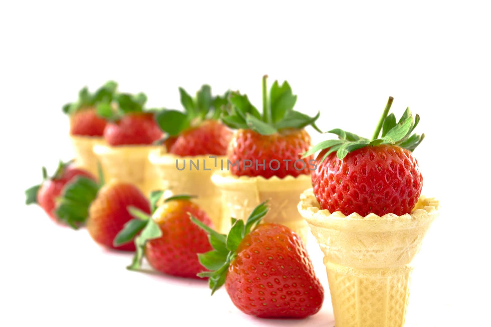 strawberries and a wafer cone