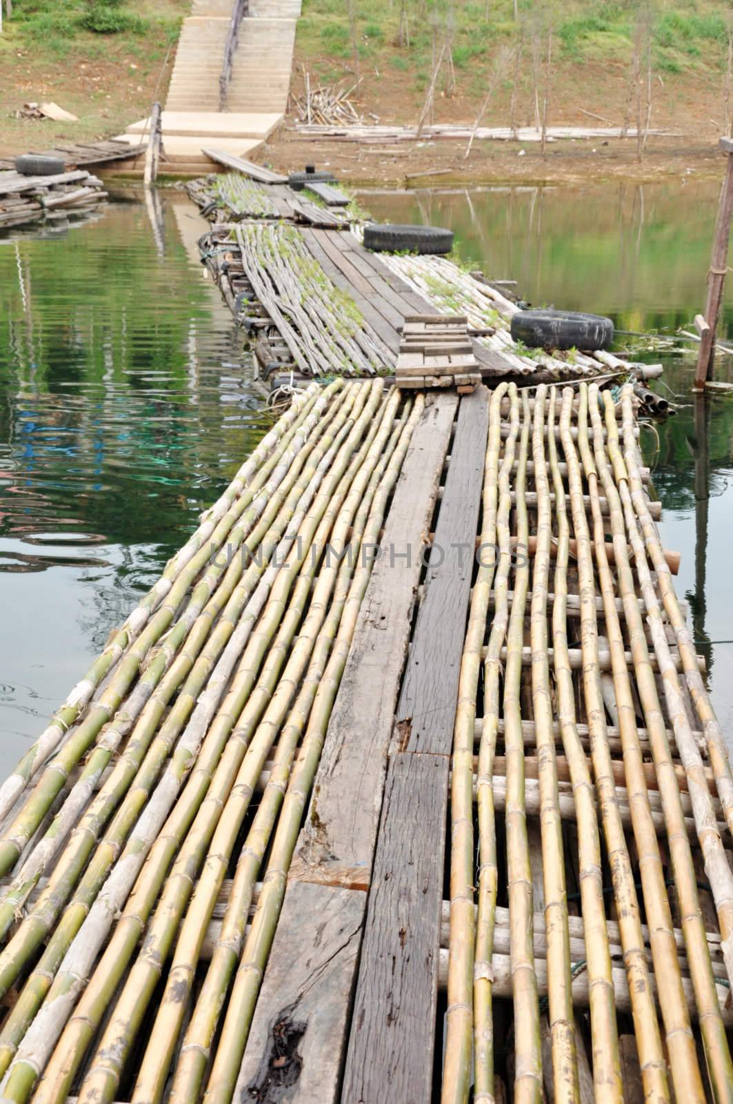 bamboo way at Sangkhlaburi in Khanchanaburi, Thailand