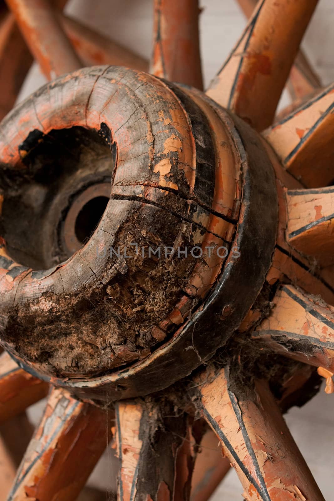 antique wooden cart wheel