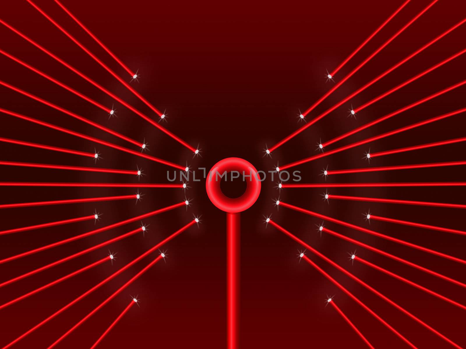 Illustration depicting illuminated fiber optic light strands forming a wifi symbol.