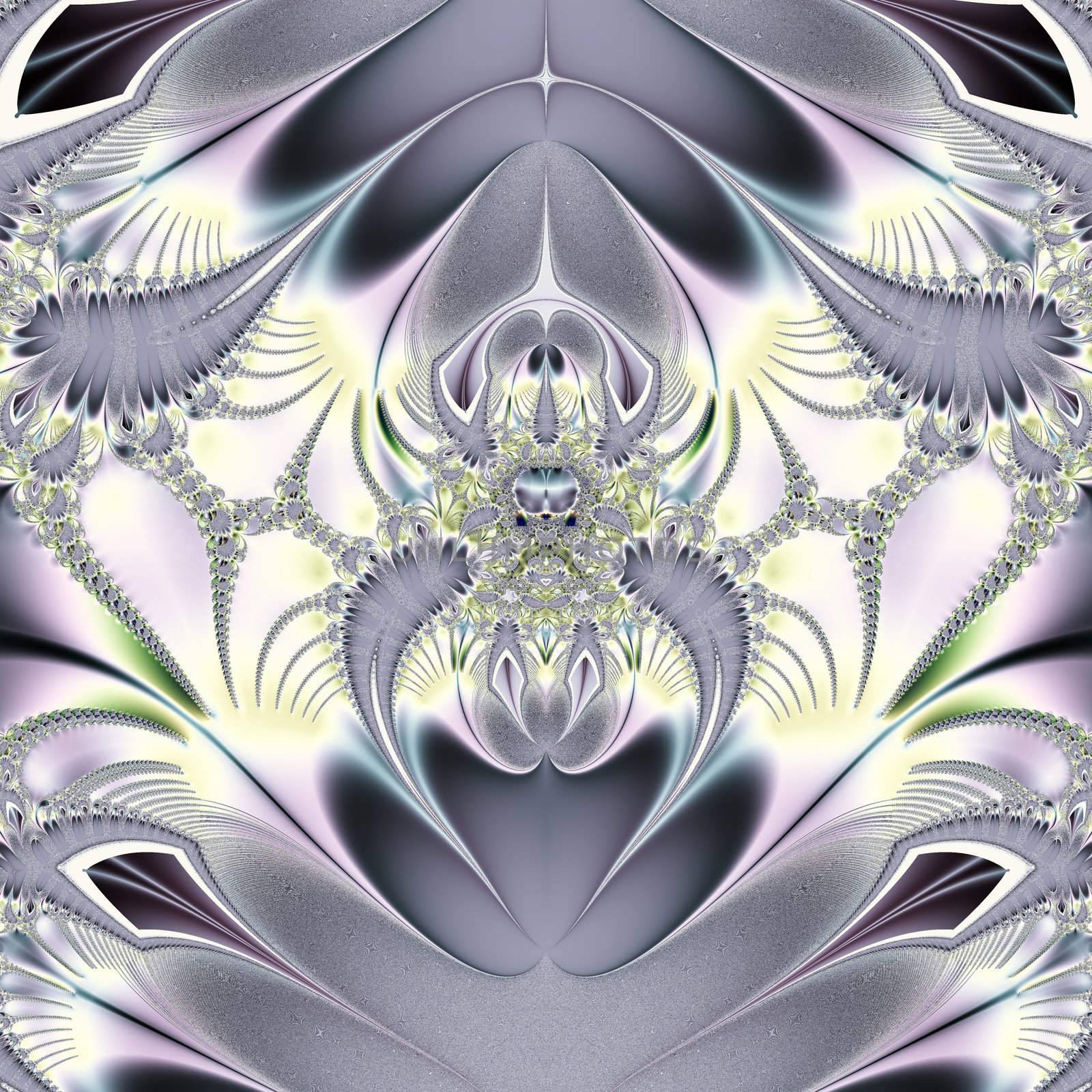 Elegant fractal design, abstract art, purple leaves
