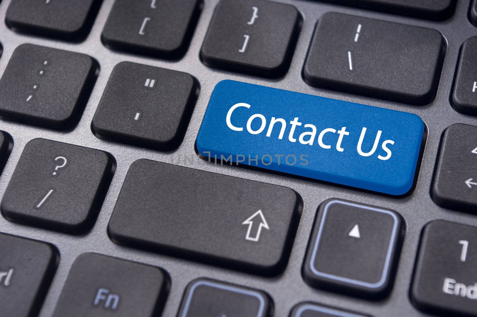 A contact us message on enter key of keyboard, for online communications.