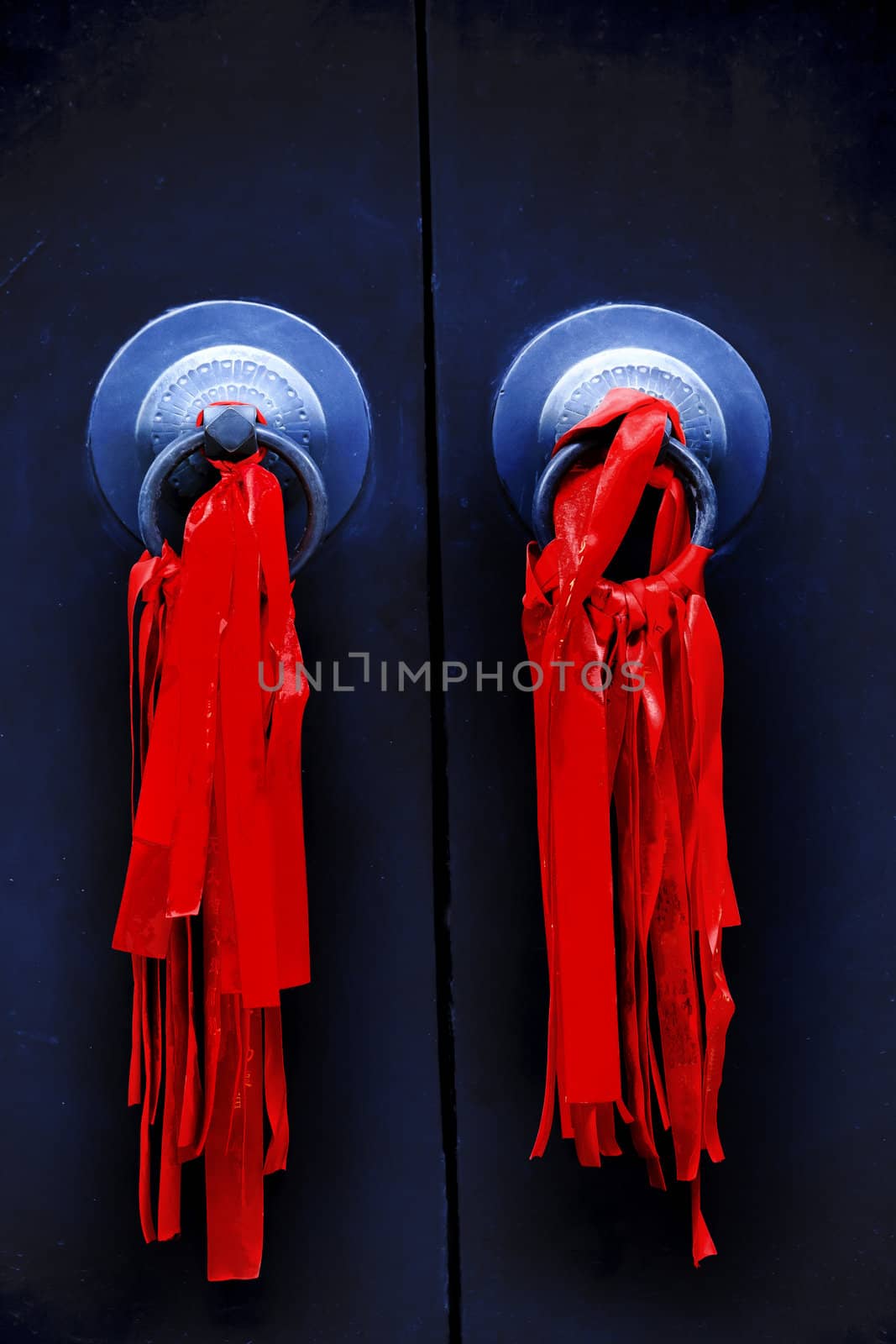 Black Door Red Ribbons Jade Buddha Temple Jufo Si Shanghai China by bill_perry