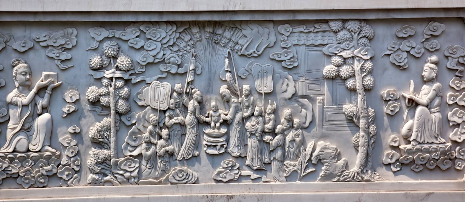 Stone Buddhist Panel Jing An Temple Shanghai China by bill_perry