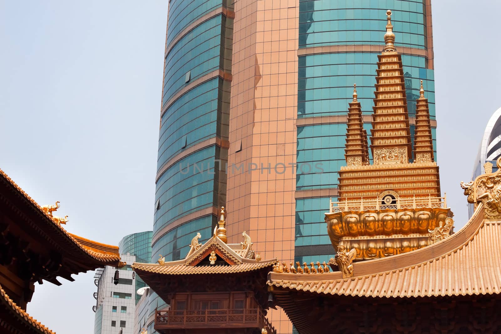 Golden Temples Roof Top Jing An Tranquility Temple Shanghai China Richest buddhist temple in Shanghai