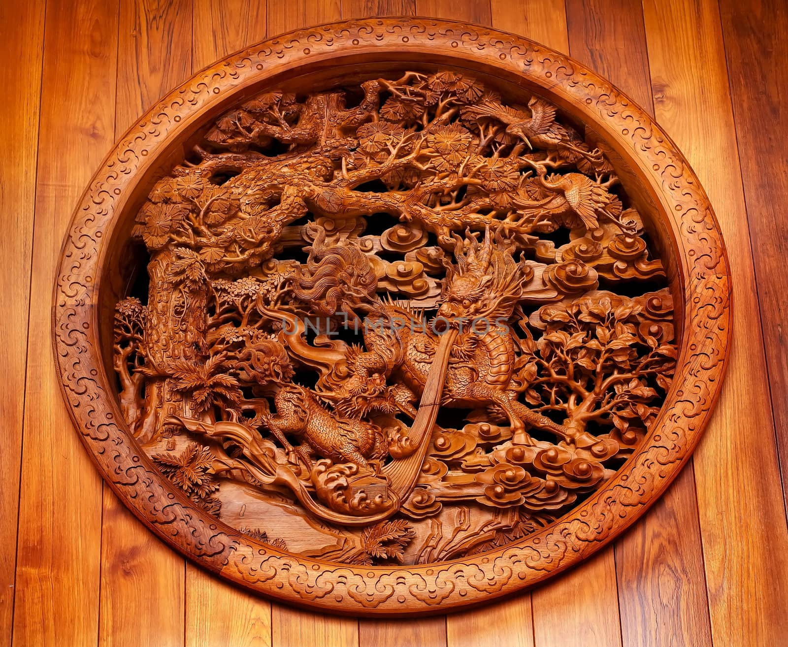 Wooden Dragon Panel Jing An Temple Shanghai China by bill_perry