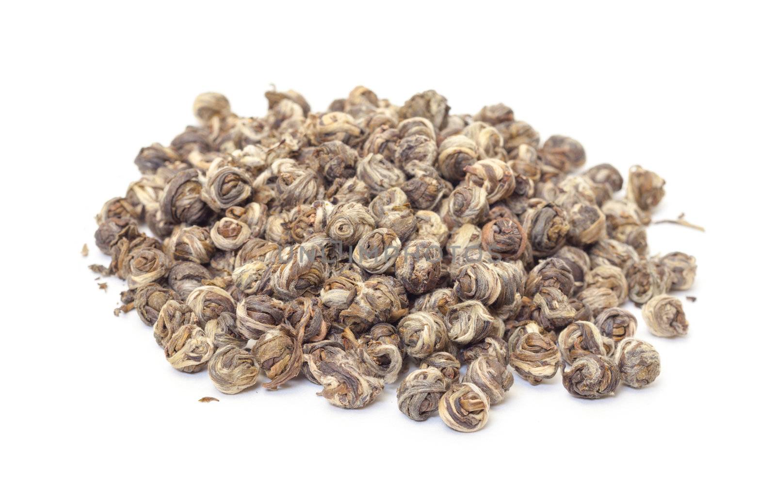 Chinese Jasmine Green Tea isolated on white background