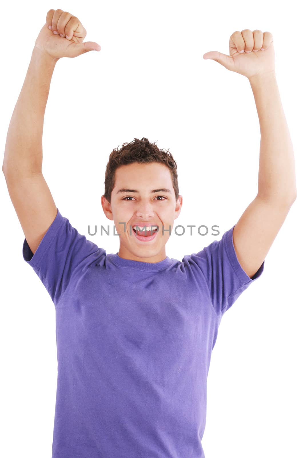 Portrait of an emotional young man. Isolated over white background.
