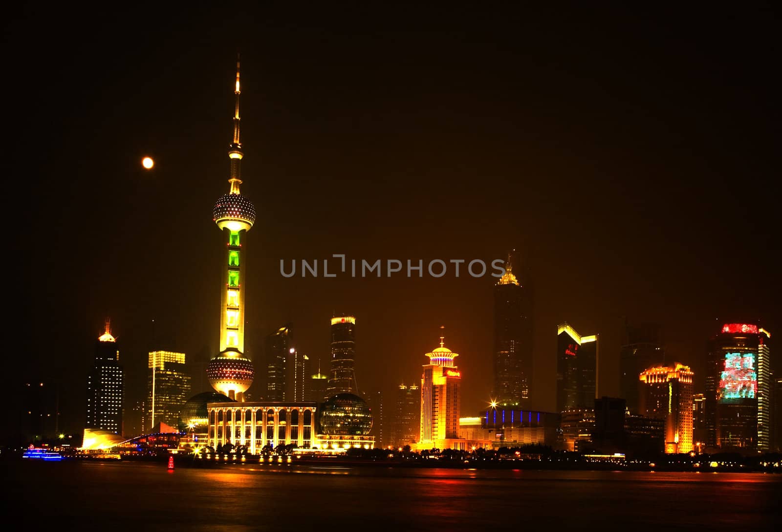 Shanghai China Cityscape at Night Pudong TV Tower and Skyline

Trademarks removed.