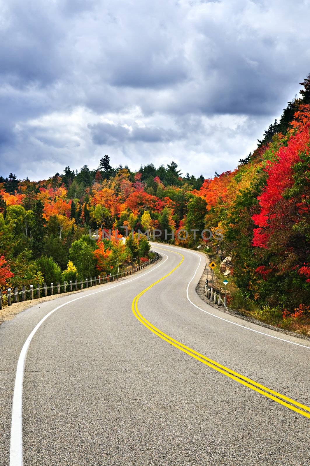 Fall scenic highway in northern Ontario, Canada
