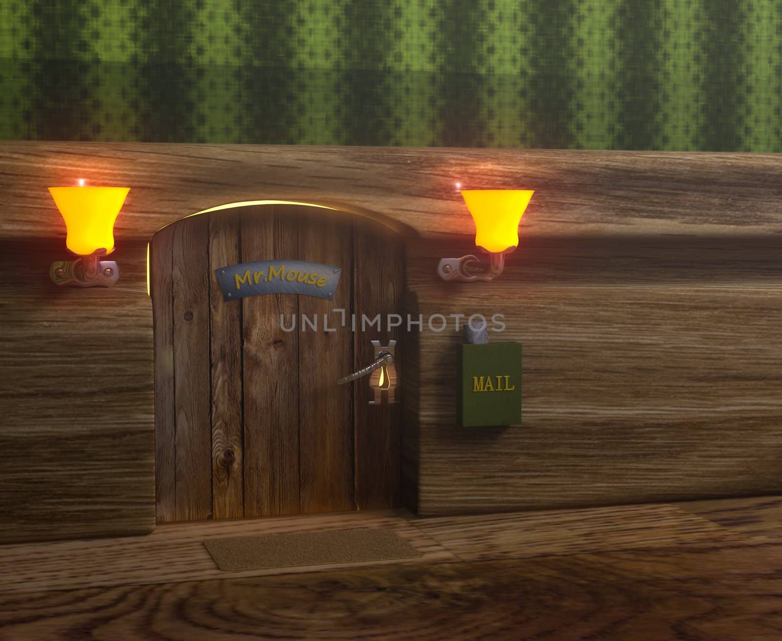 Mouse home door and green mail box by vetdoctor