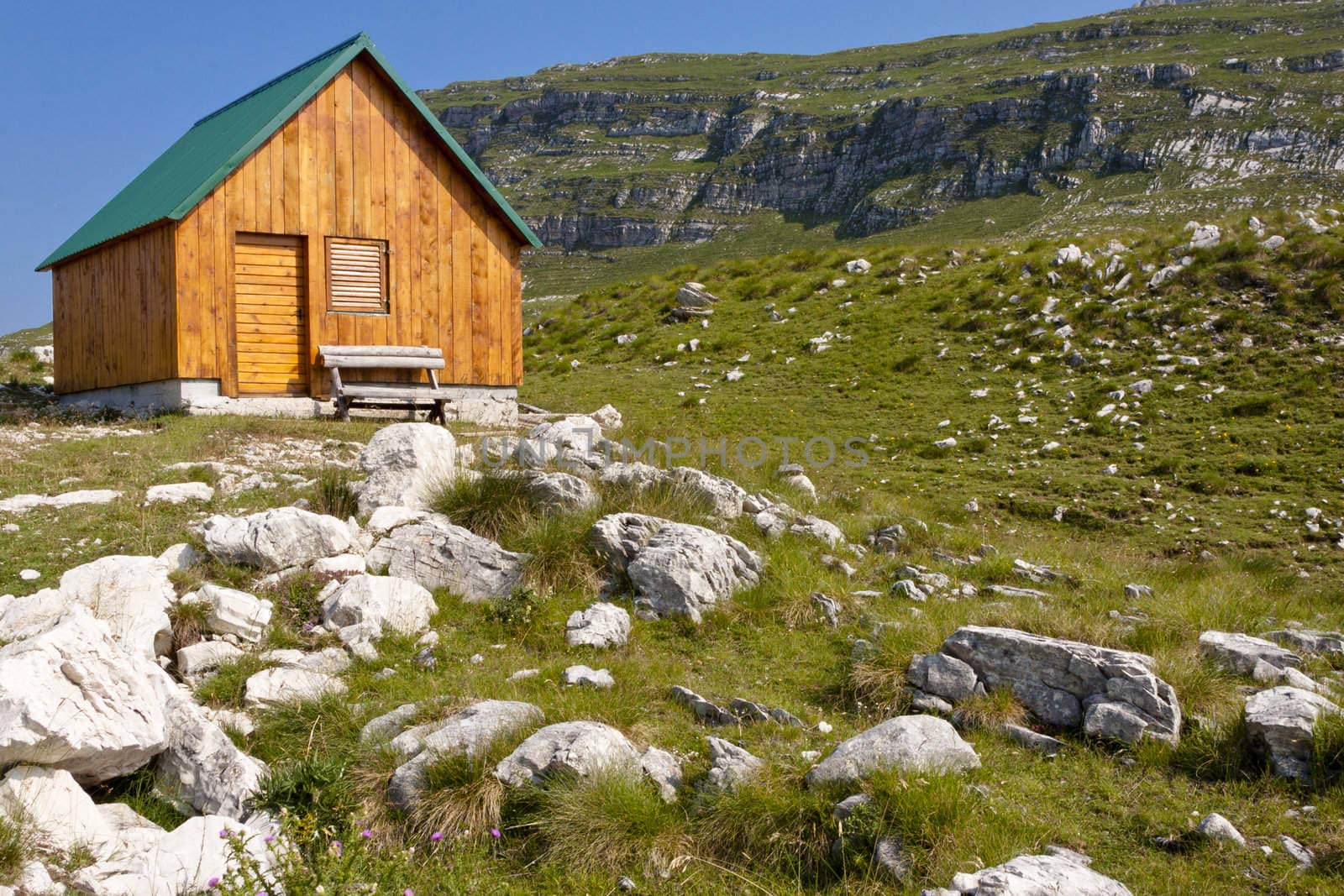 Small wooden cottage in durmitor national park, Montenegro.