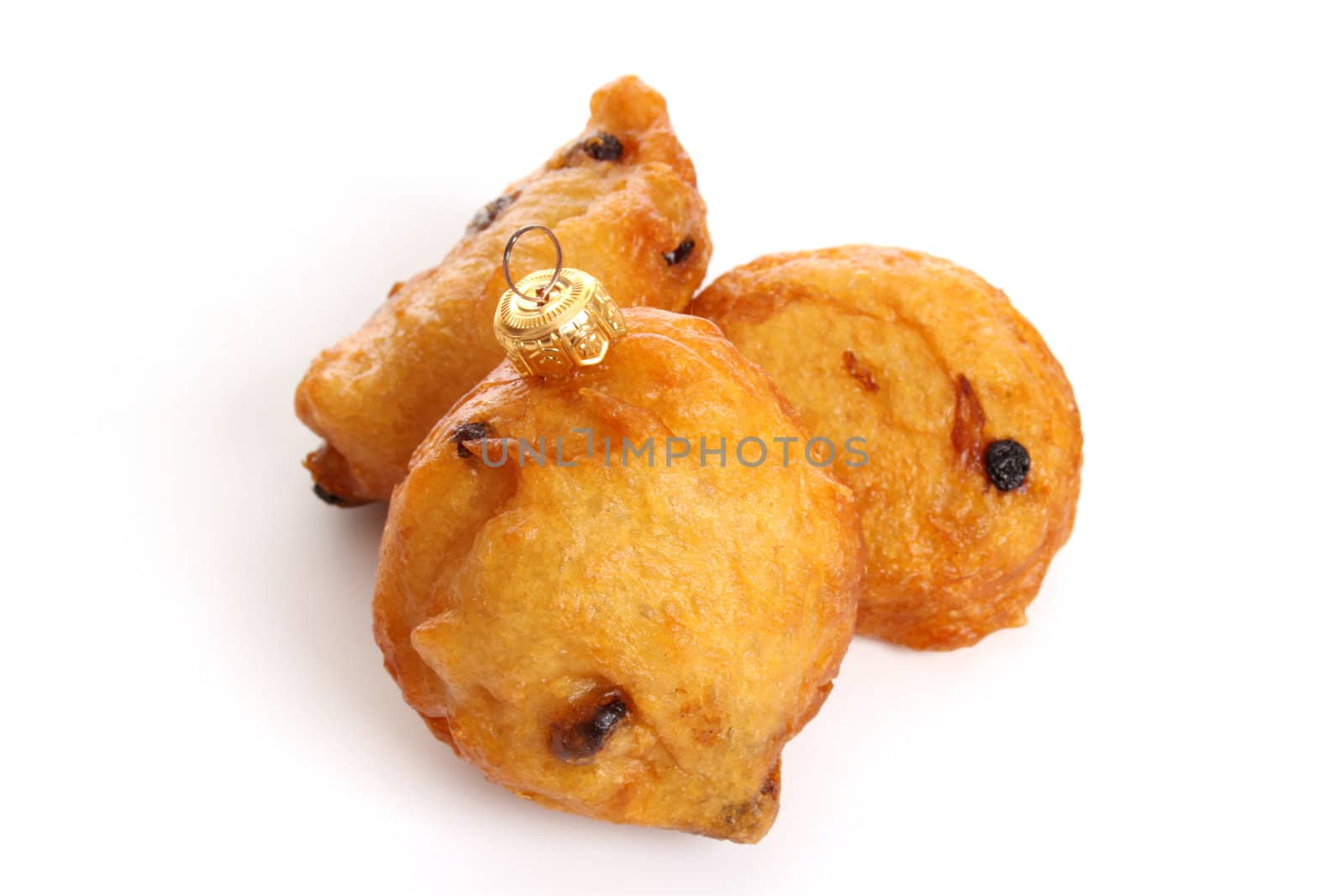 Dutch donuts called oliebollen camouflaged as Christmas balls