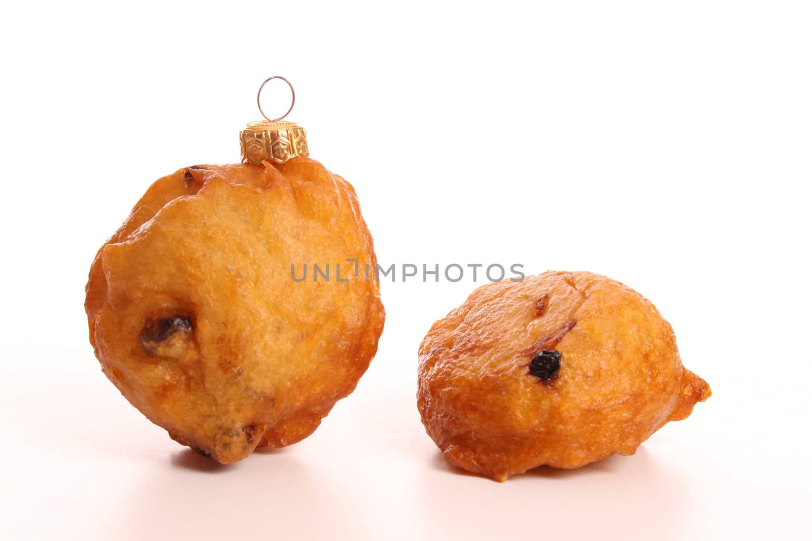 Dutch donuts called oliebollen camouflaged as Christmas balls