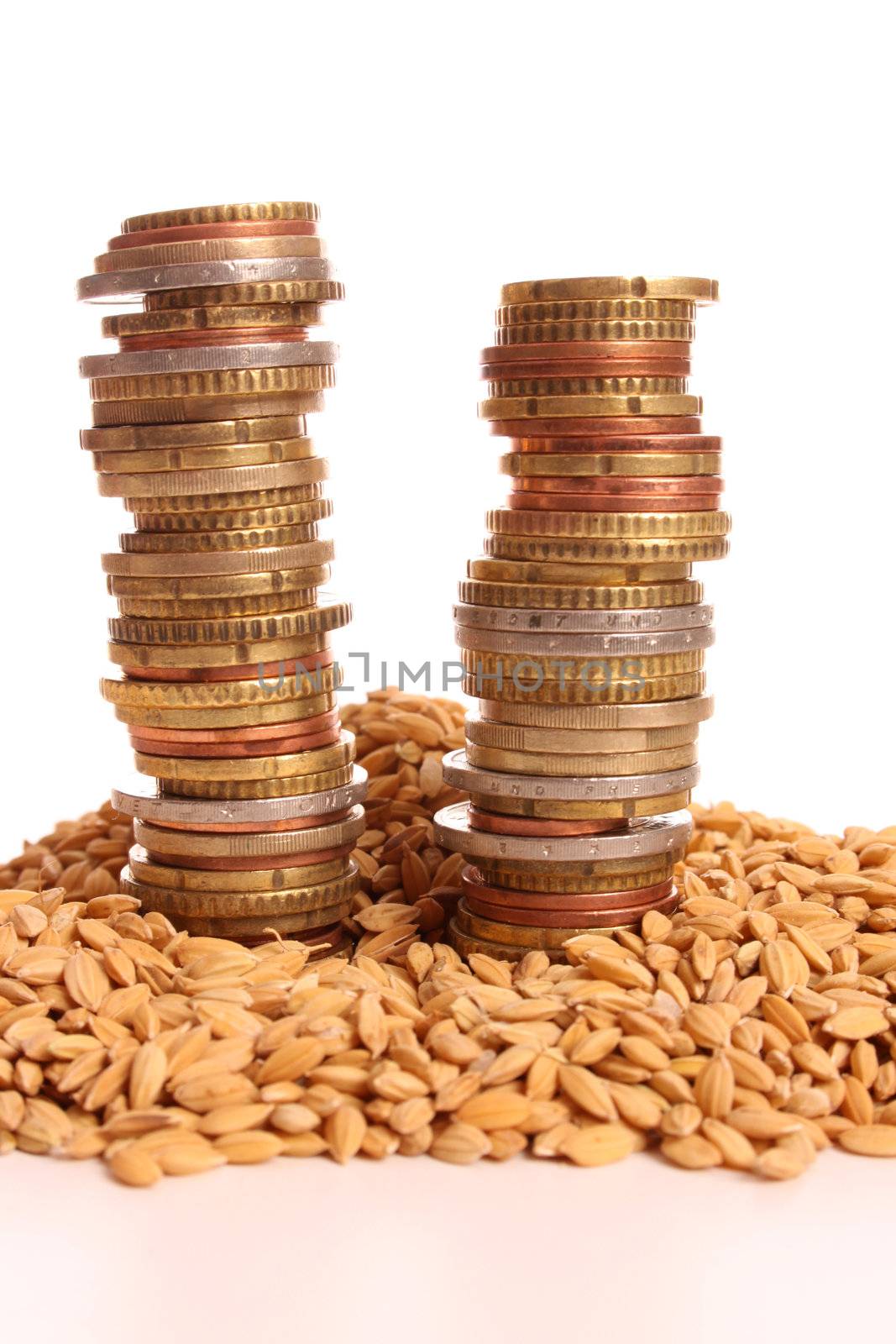 Pile of Euro coins showing priice raisings