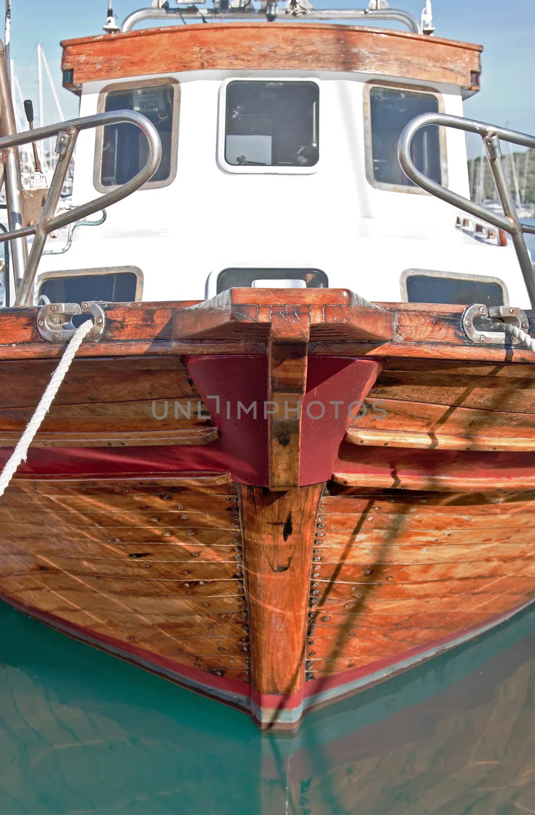 wooden prow of traditional boat