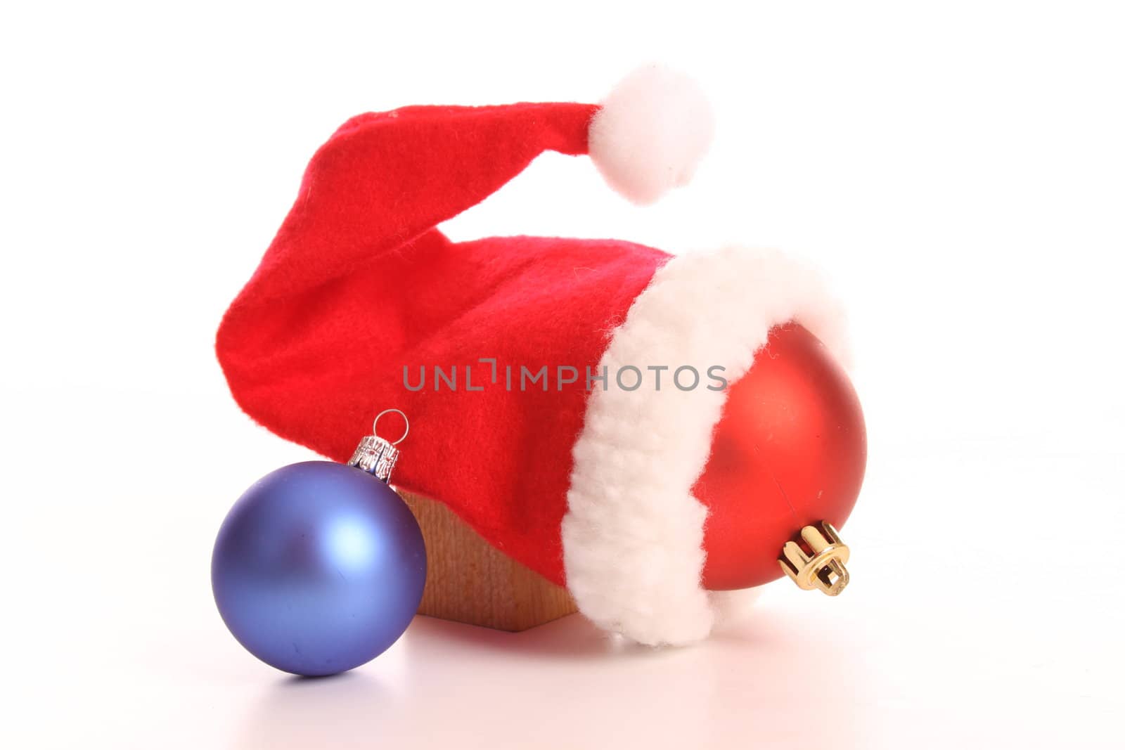 Christmas balls and Santa's on a white background