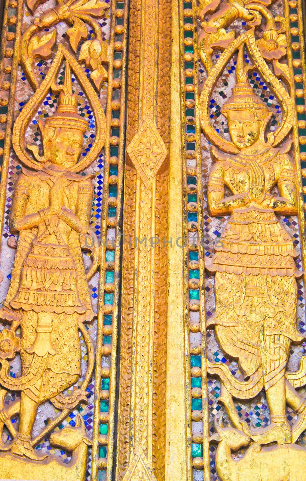 Temple door background in Laos