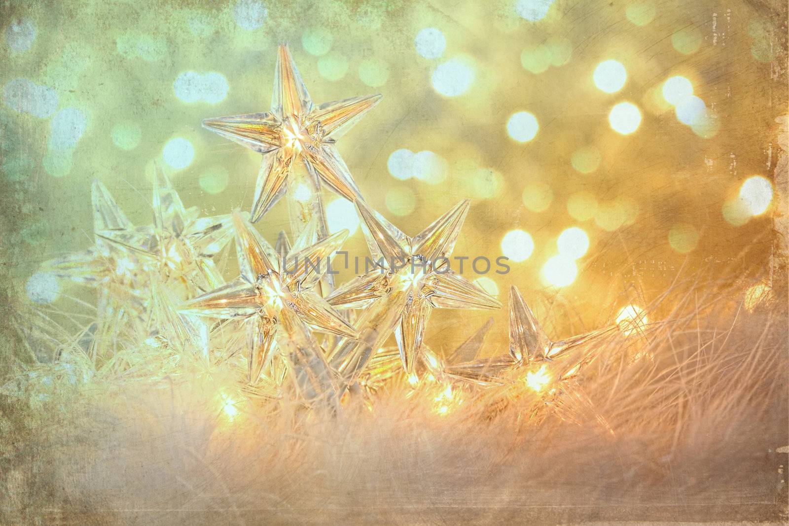 Star holiday lights with sparkle background by Sandralise