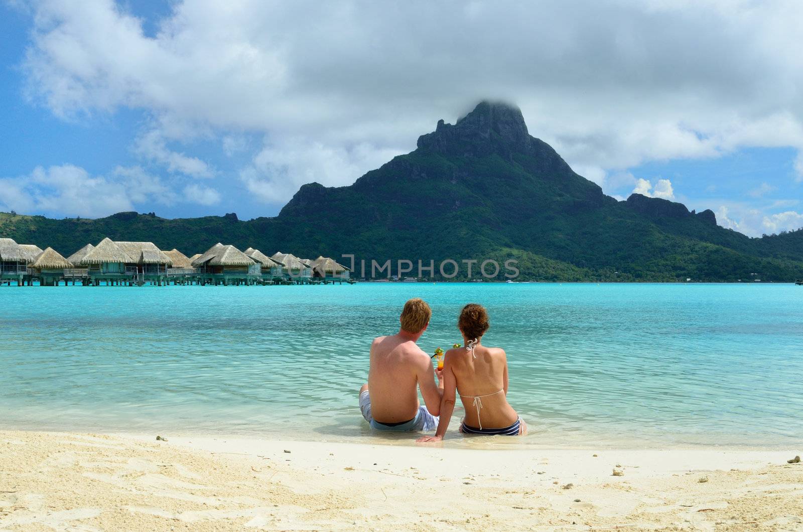 Romantic honeymoon couple on Bora Bora by pljvv