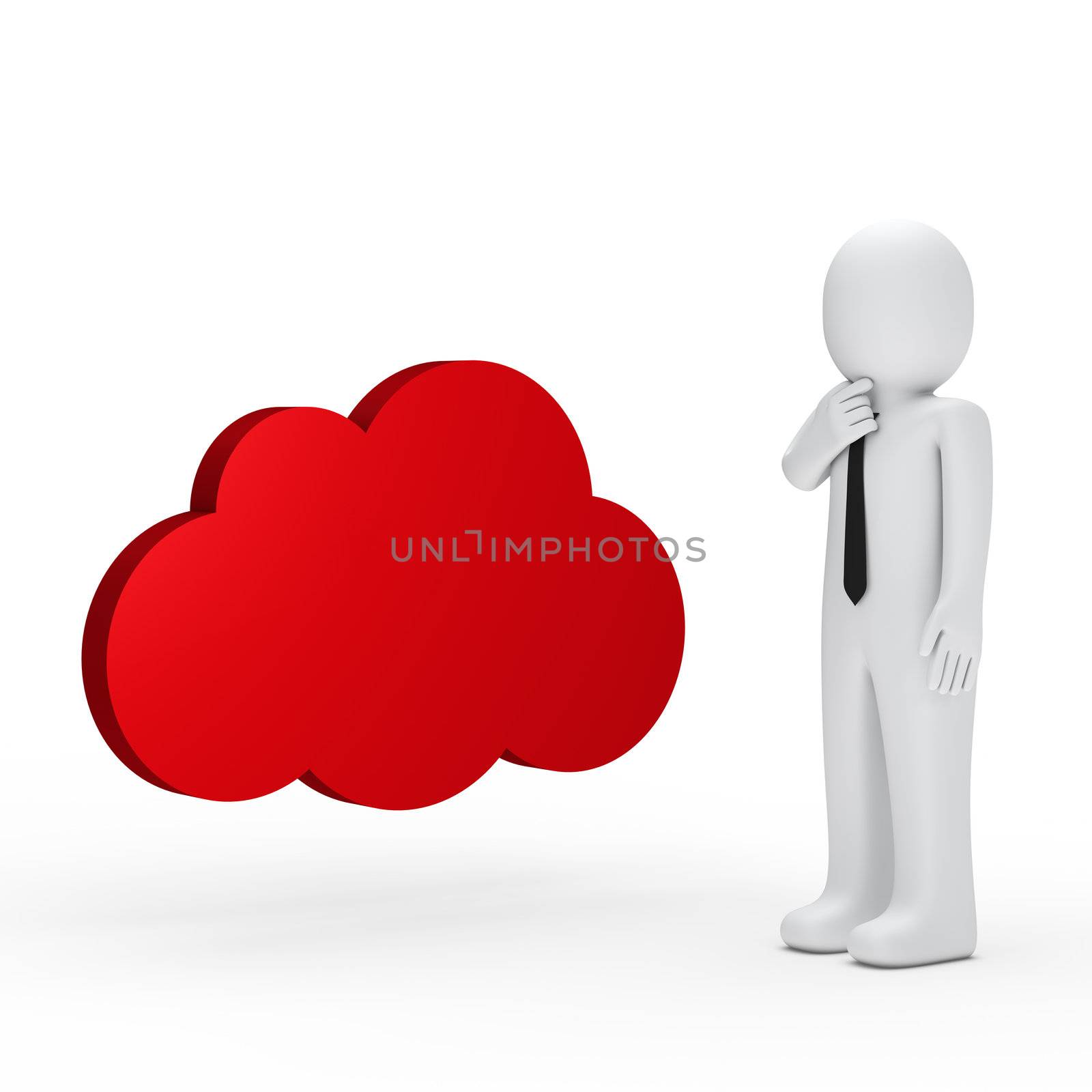 Business man with black tie red cloud