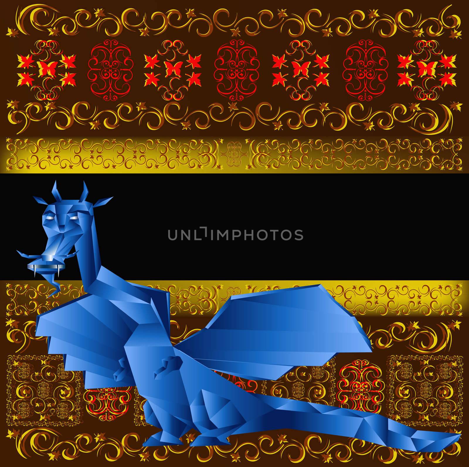 Dark blue fantastic dragon a symbol 2012 new years