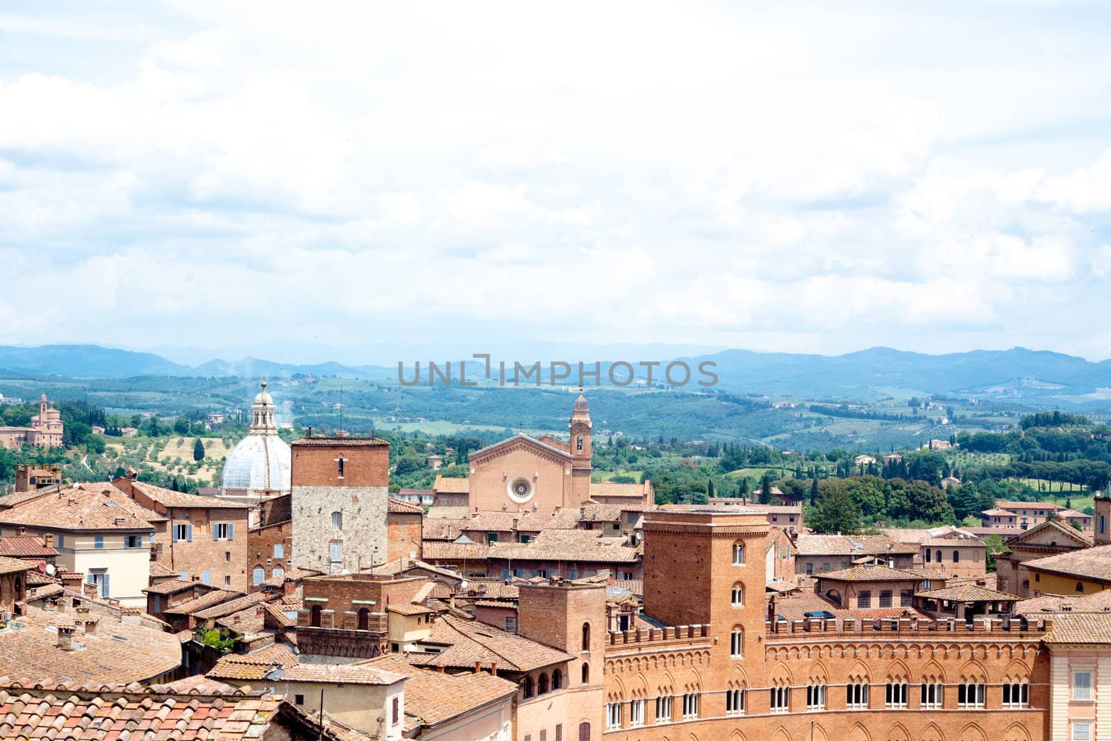The view of Siena in summer day
