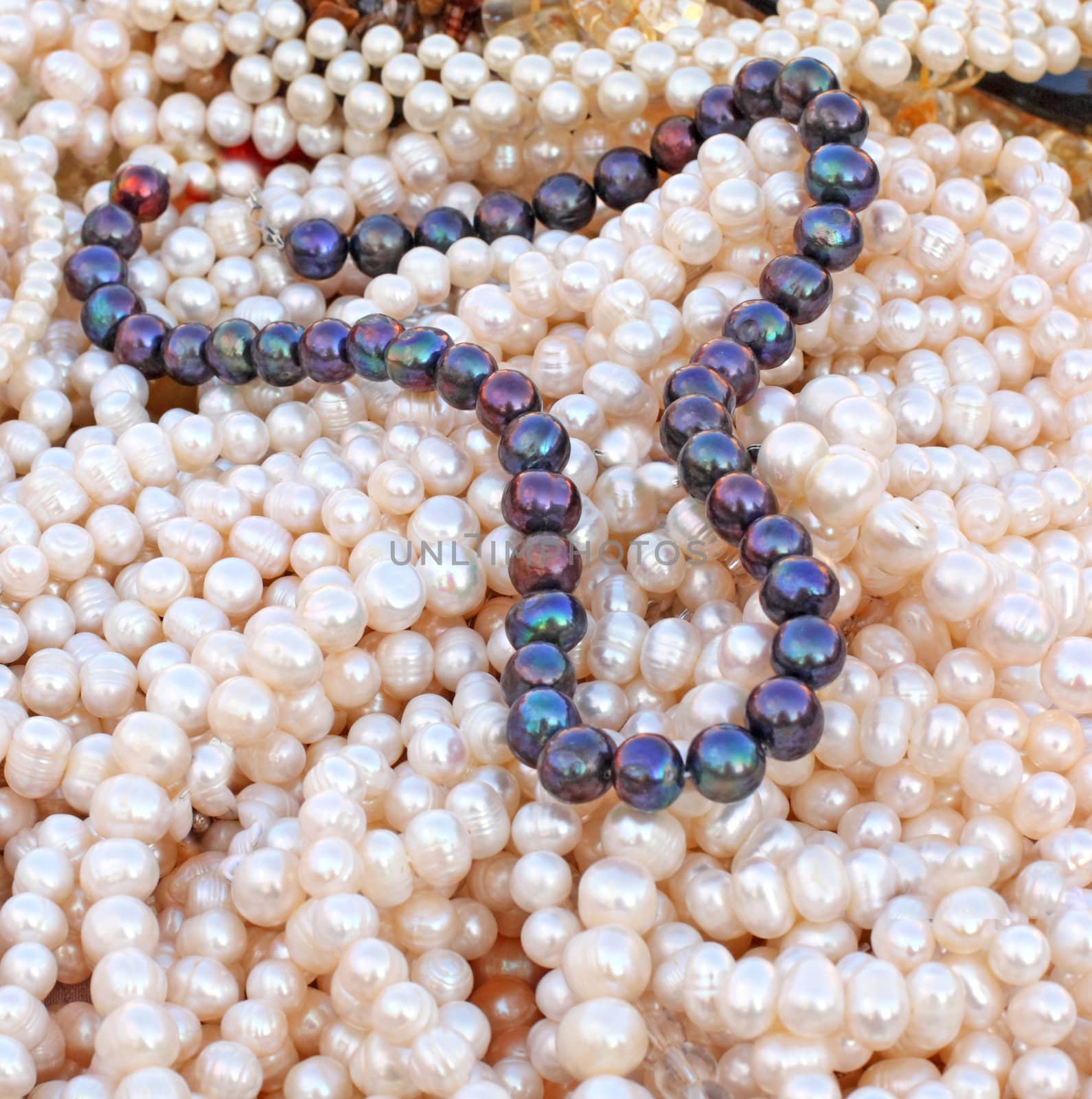 Close up of the different pearl beads