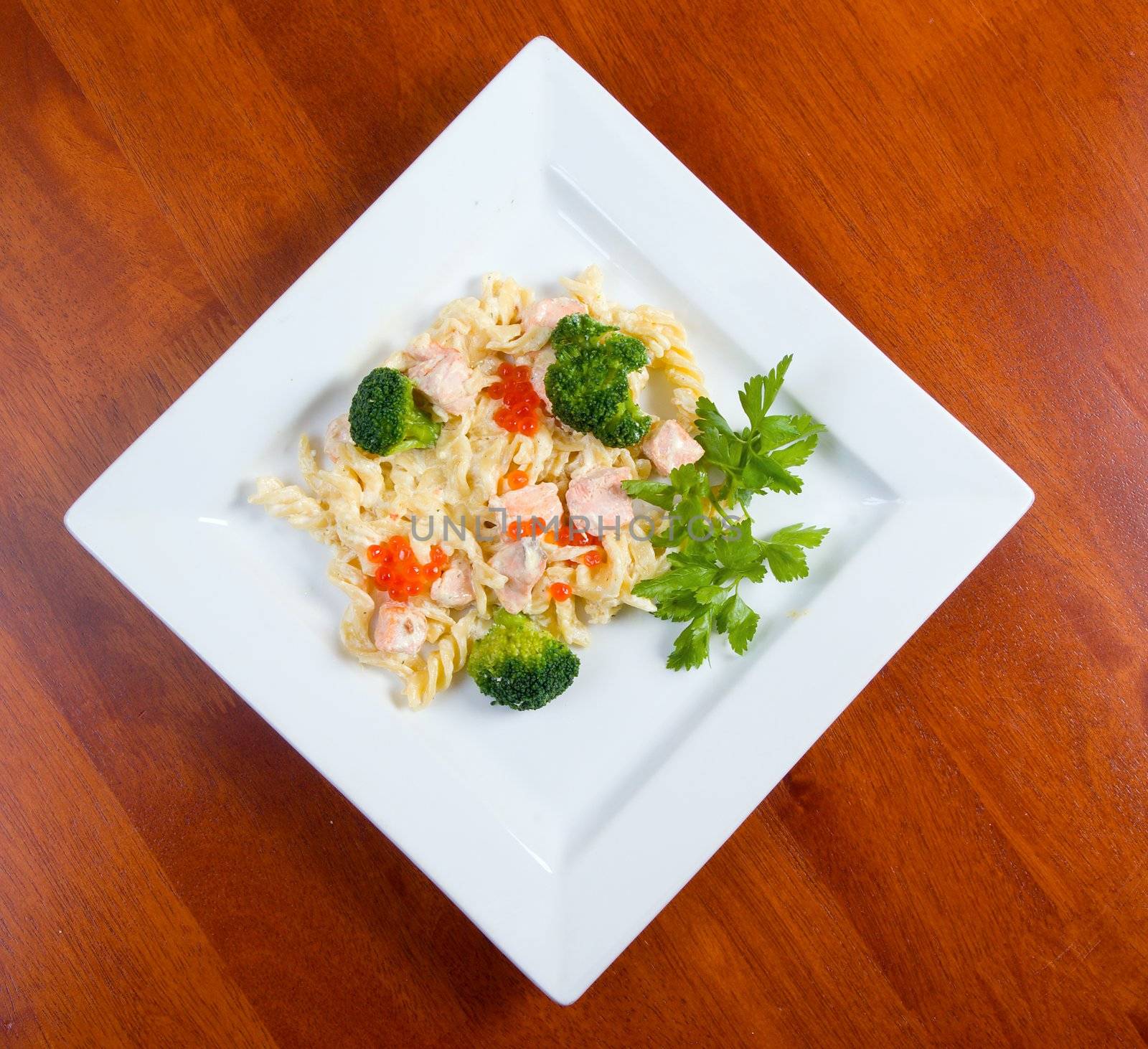 The Italian paste  with vegetable on a plate