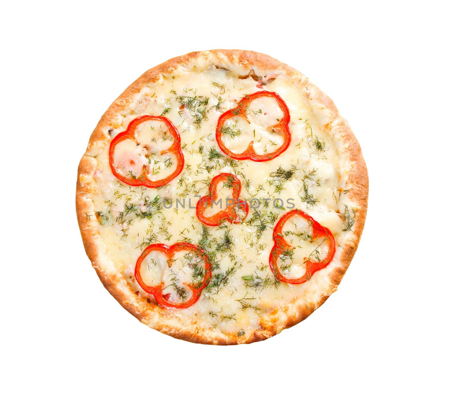Fast food Pizza.Natural form foods.  Shot in a studio  isolated on a white background.
