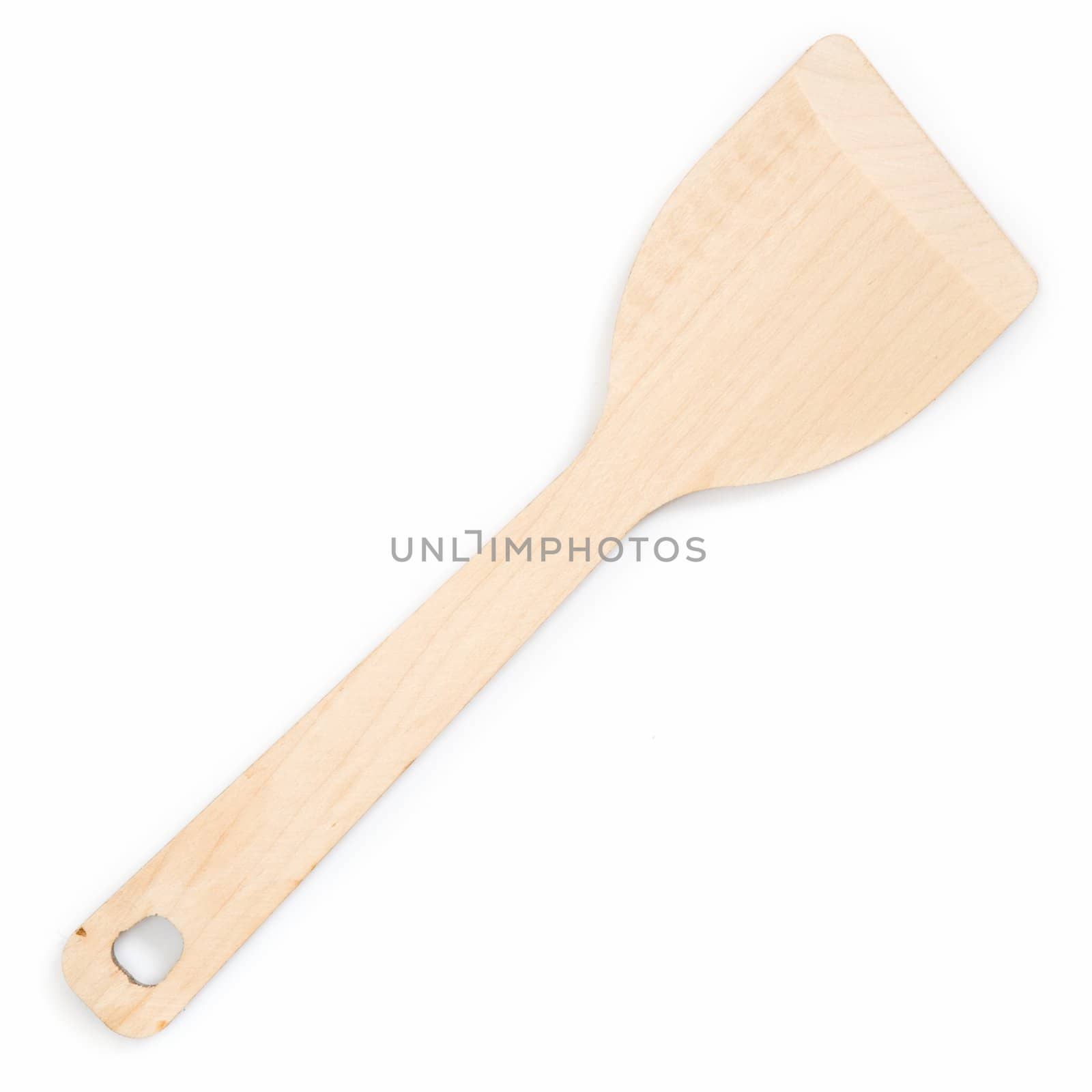 Kitchen wooden shovel on a white background