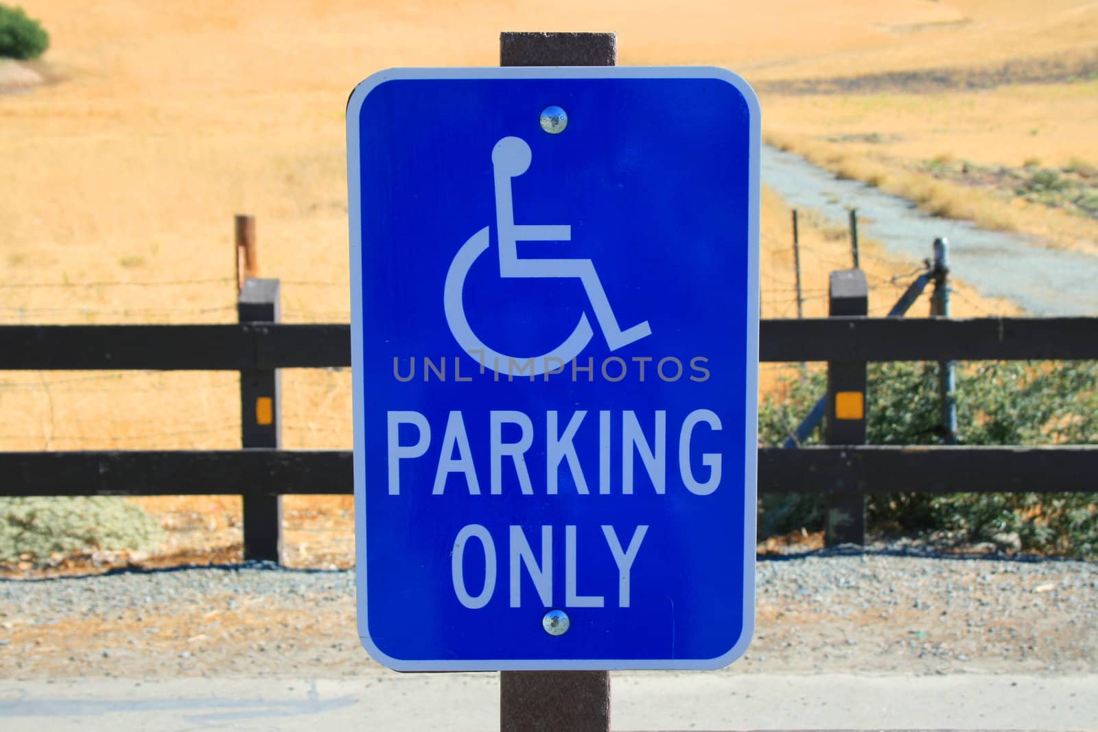 Close up of a disabled parking only sign.
