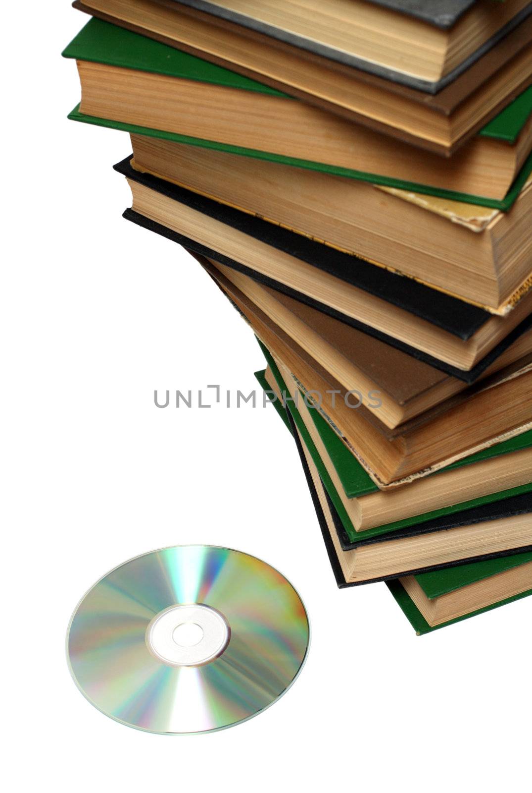 information carrier progress - one cd disc instead stack of books