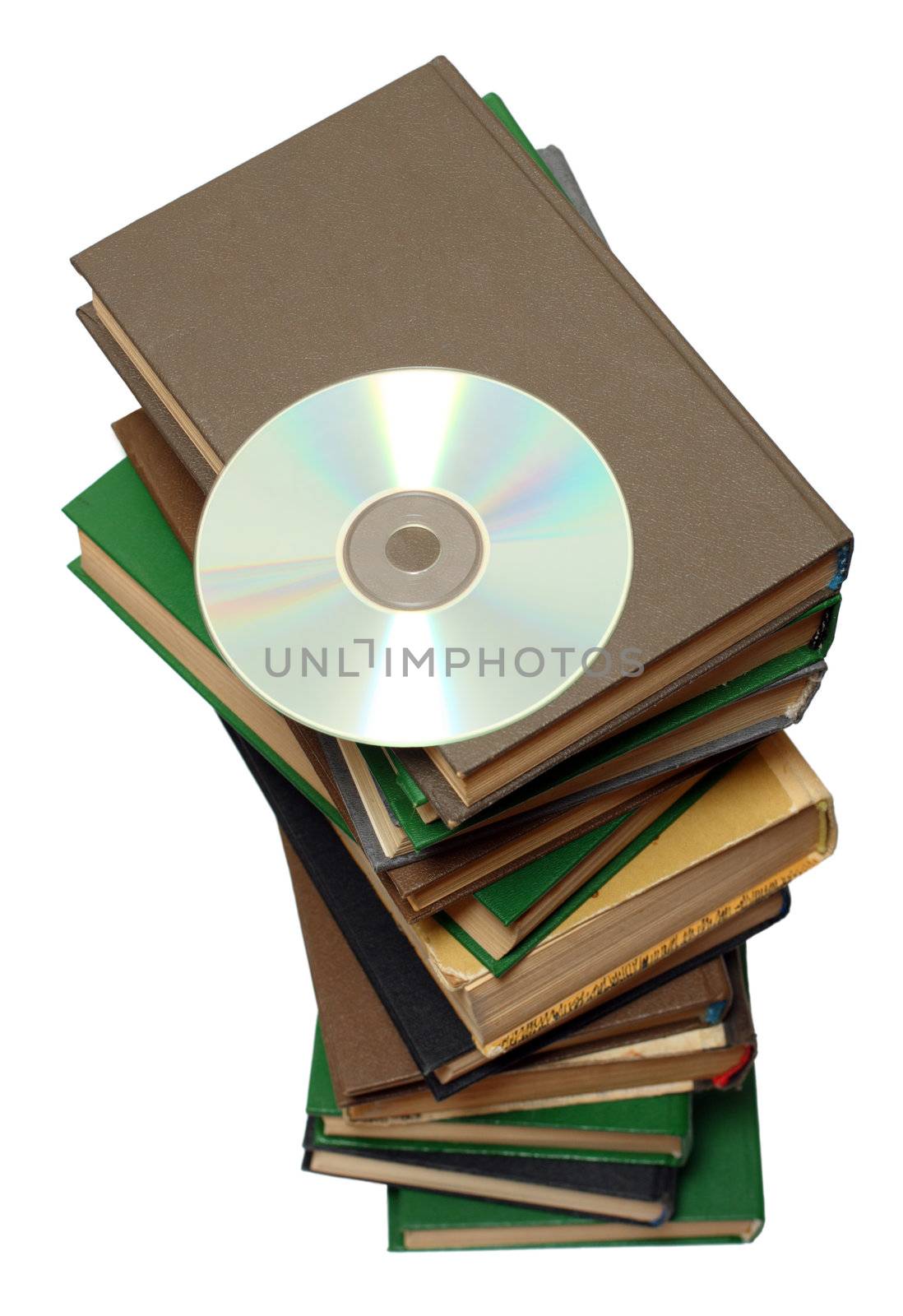 information carrier progress - one cd disc instead stack of books