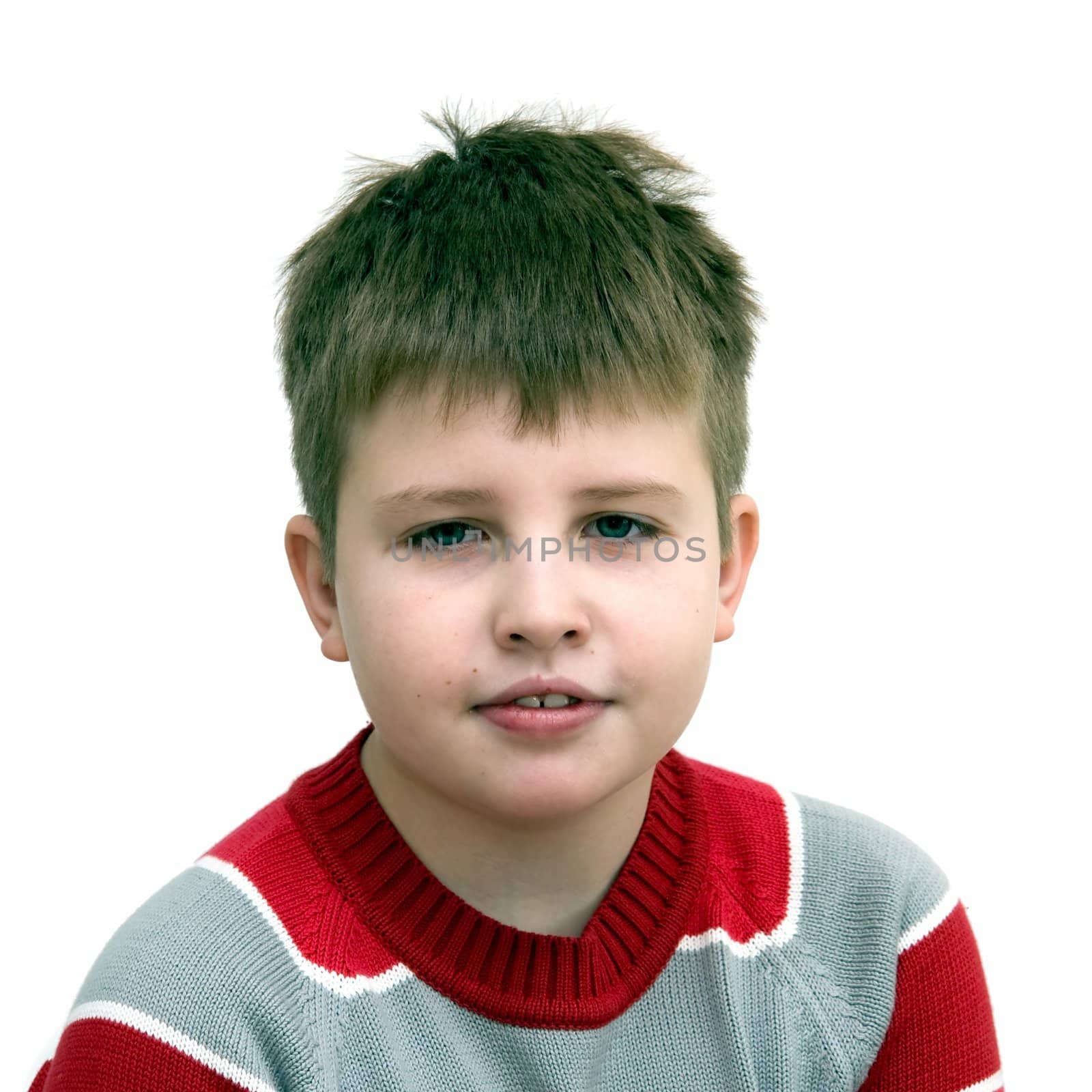 smiling little boy on a white background