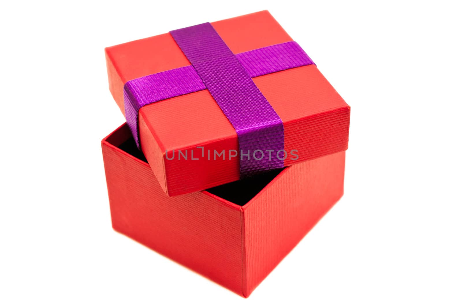 Isolated red purple opened present box by oguzdkn