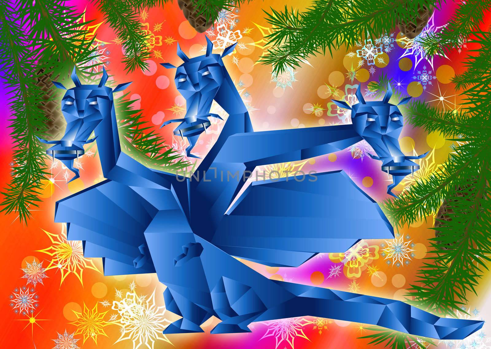 Fantastic dragon a symbol 2012 new years on abstract background