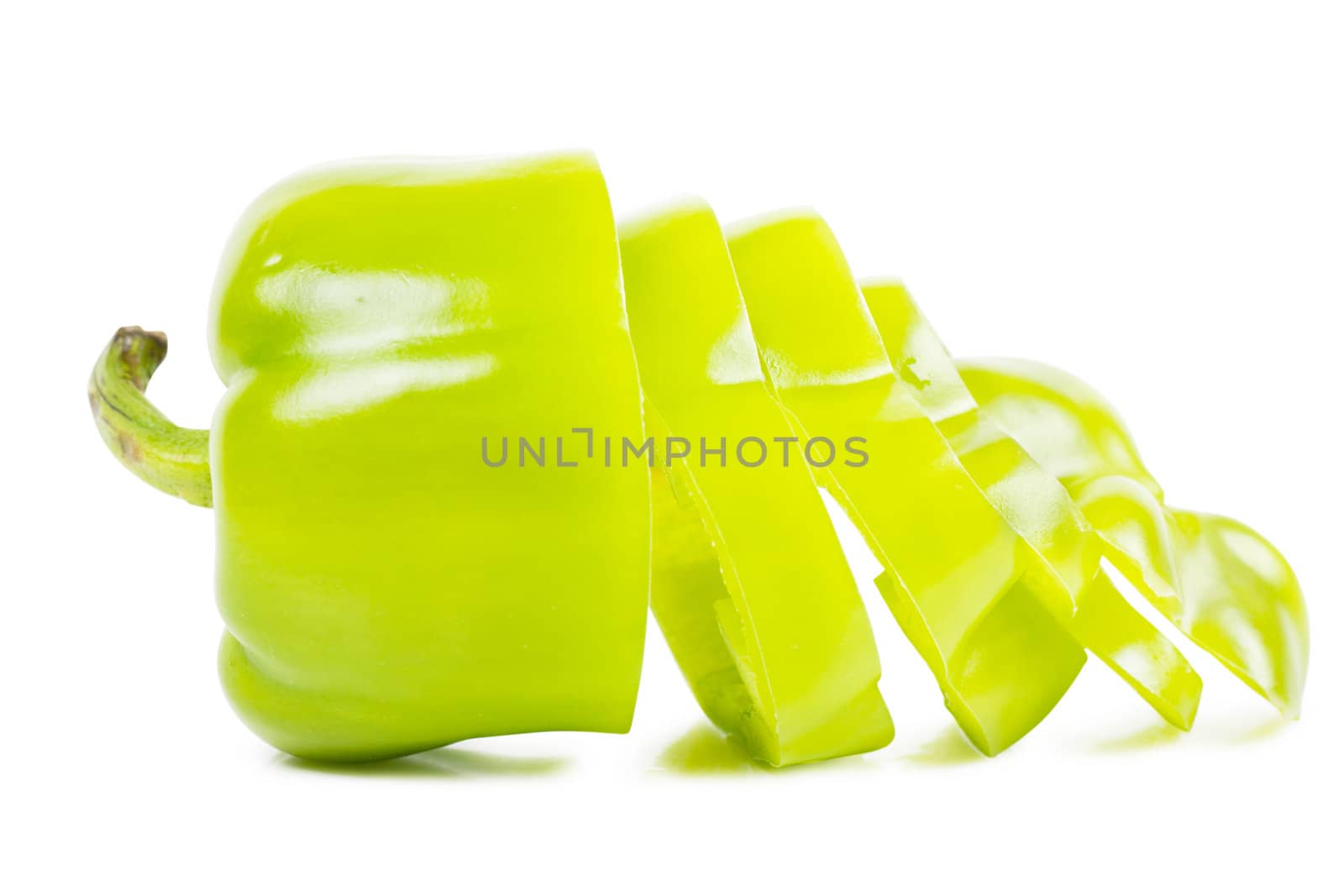 Sweet green pepper isolated over white background