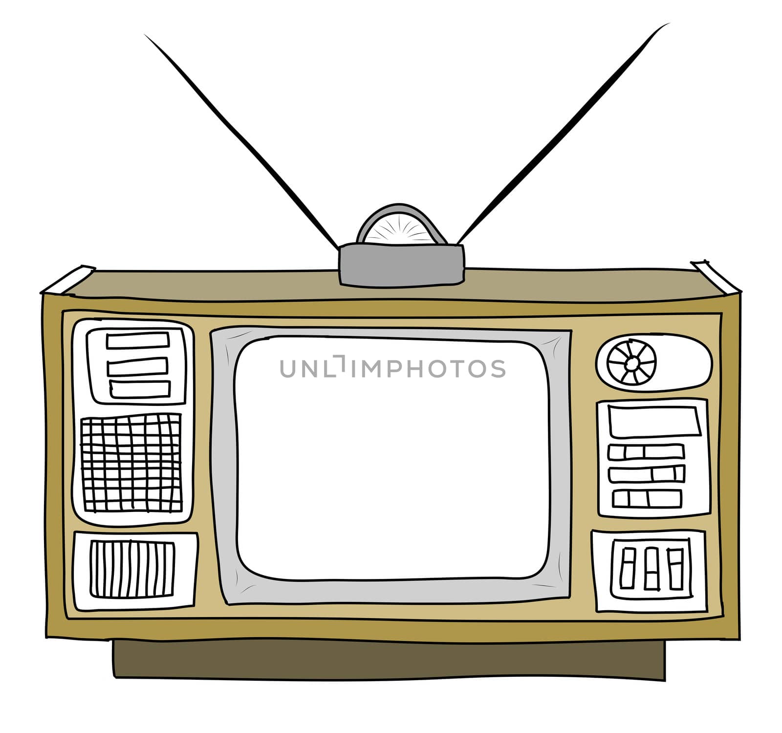 Retro TV set isolated on white, illustration by rufous