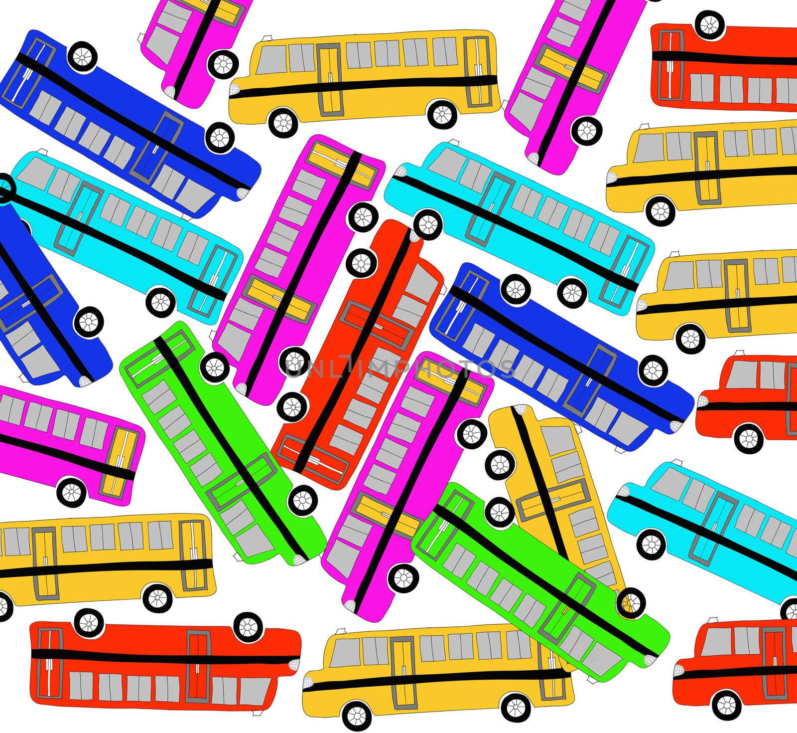 drawing  pattern with   buses by rufous