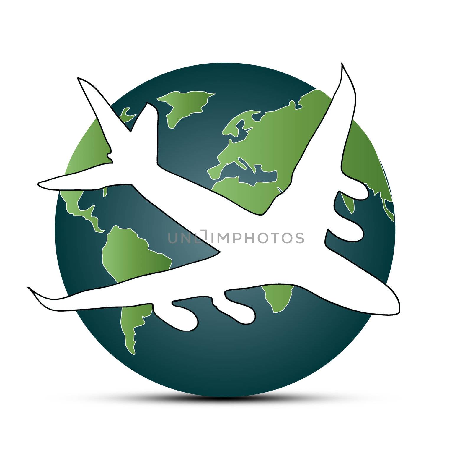 World travel concept: the Earth and a plane by rufous