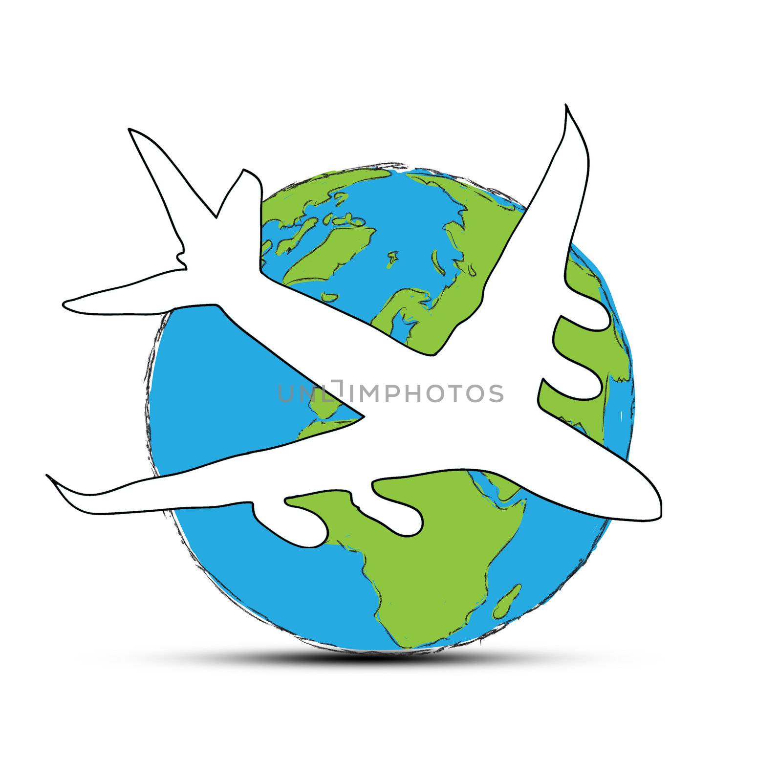 World travel concept: the Earth and a plane by rufous