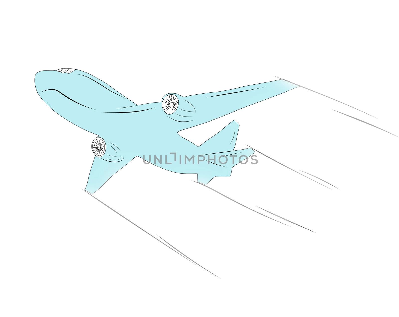 Blue airplane across the world by rufous