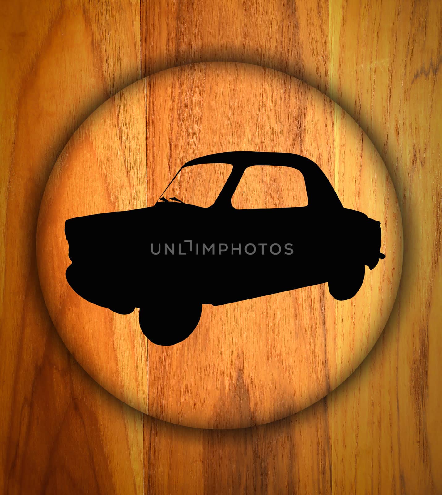 Car sign on a wood background by rufous
