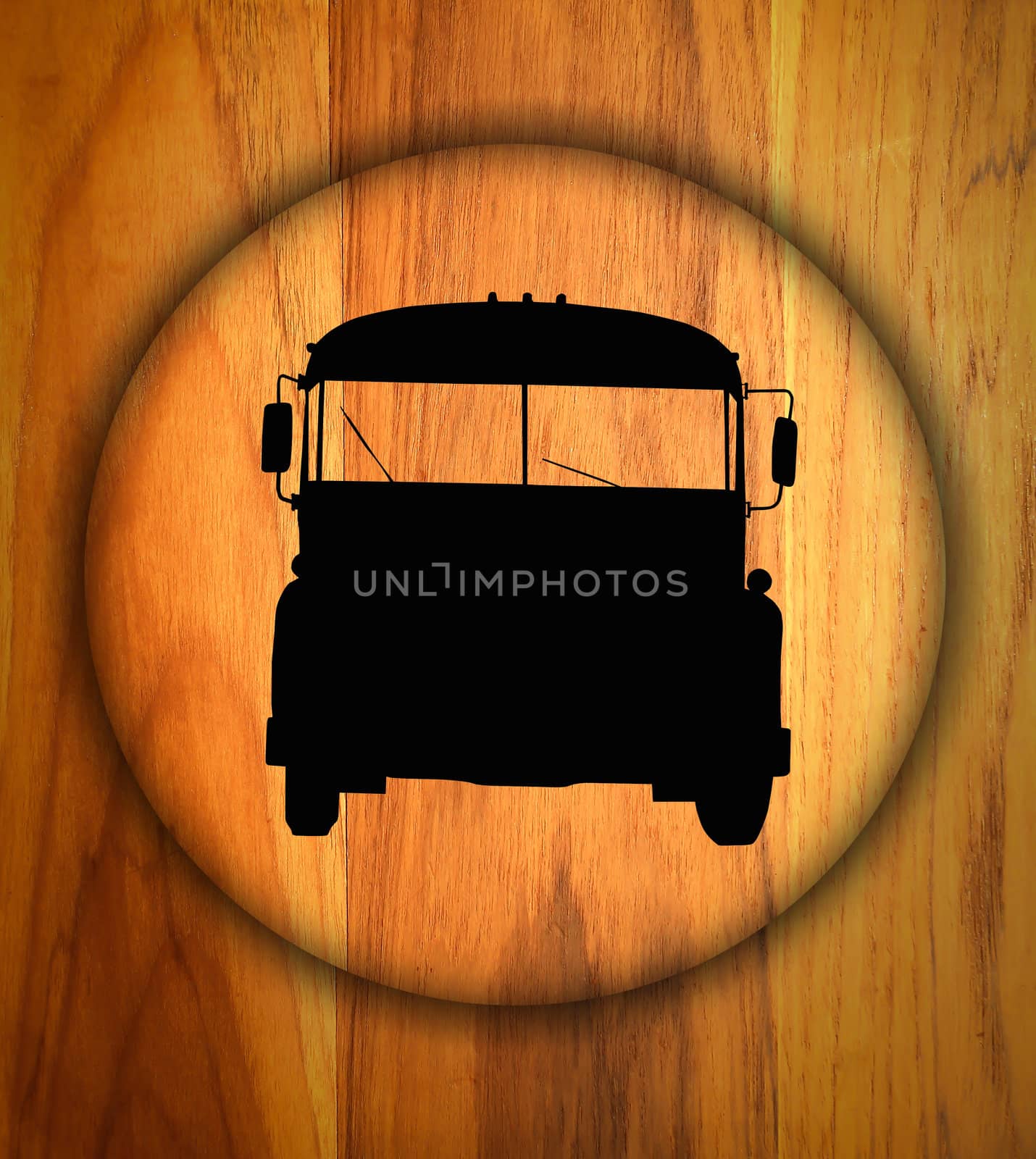 bus sign on a wood background