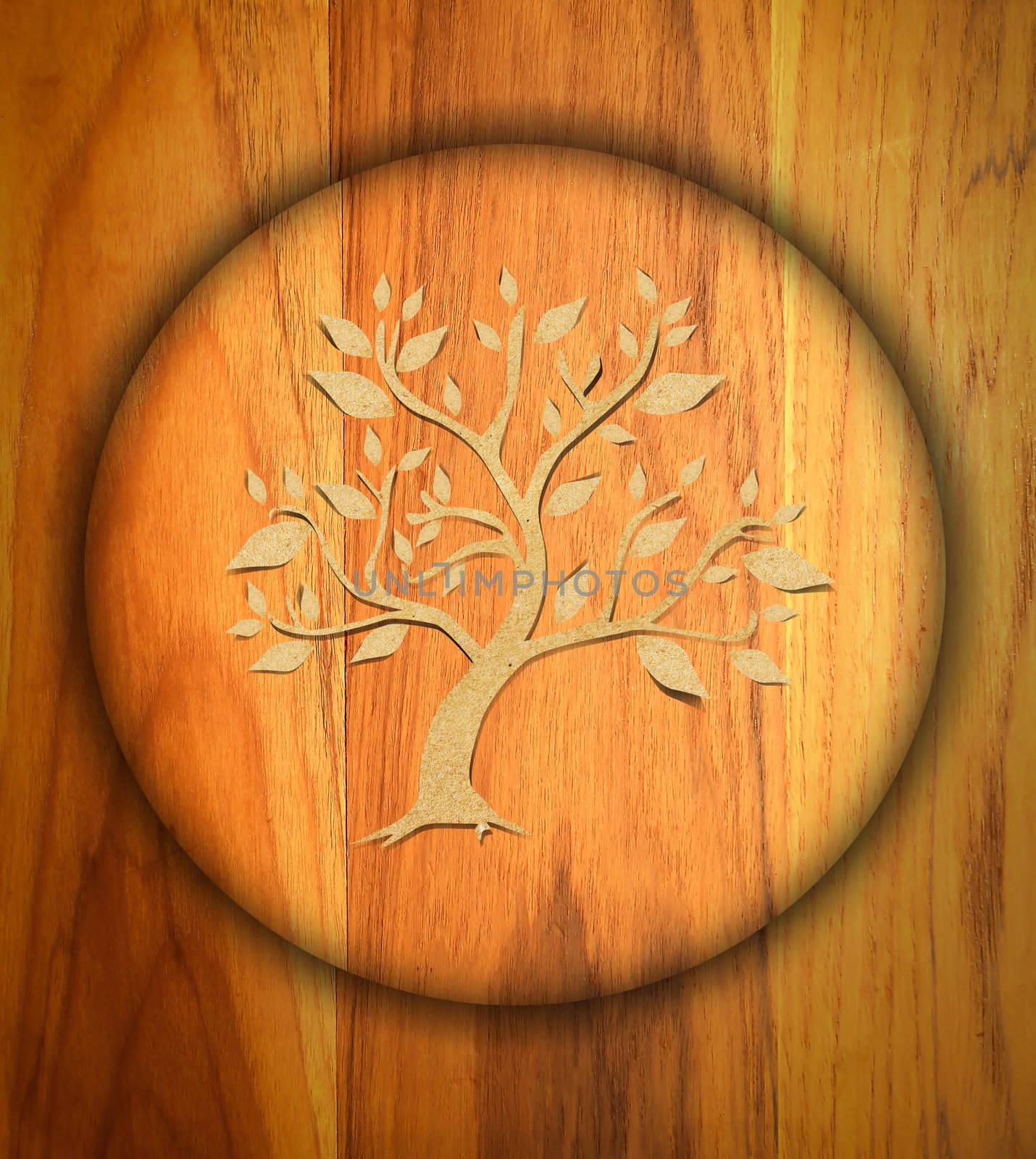 tree paper icon  on   wood background.  by rufous