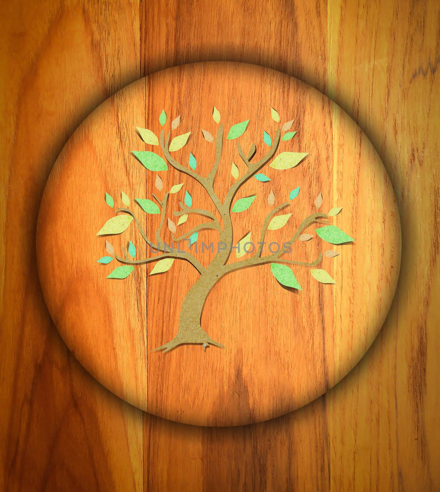 tree paper icon  on   wood background.
