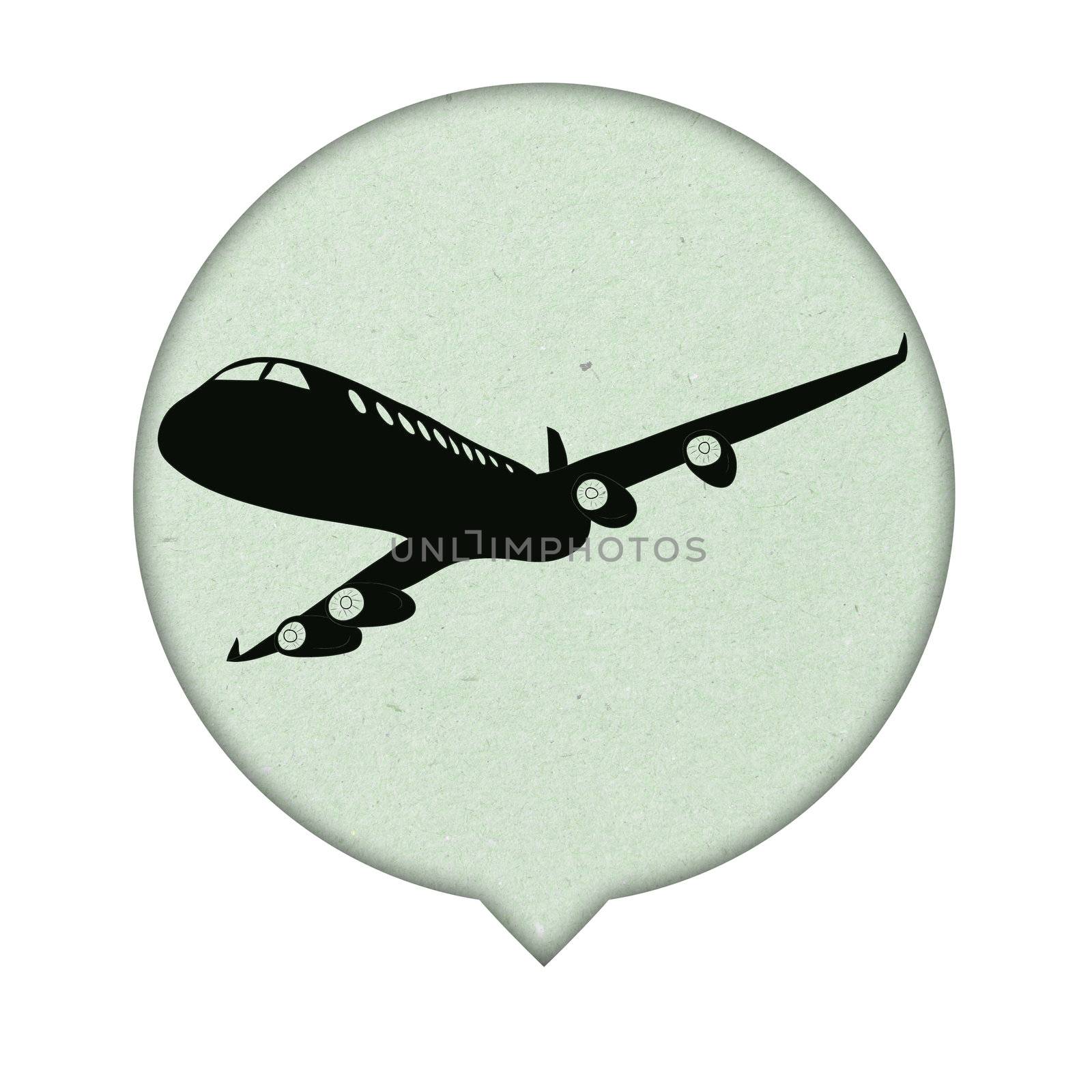 Airplane Sign icon on paper  background by rufous