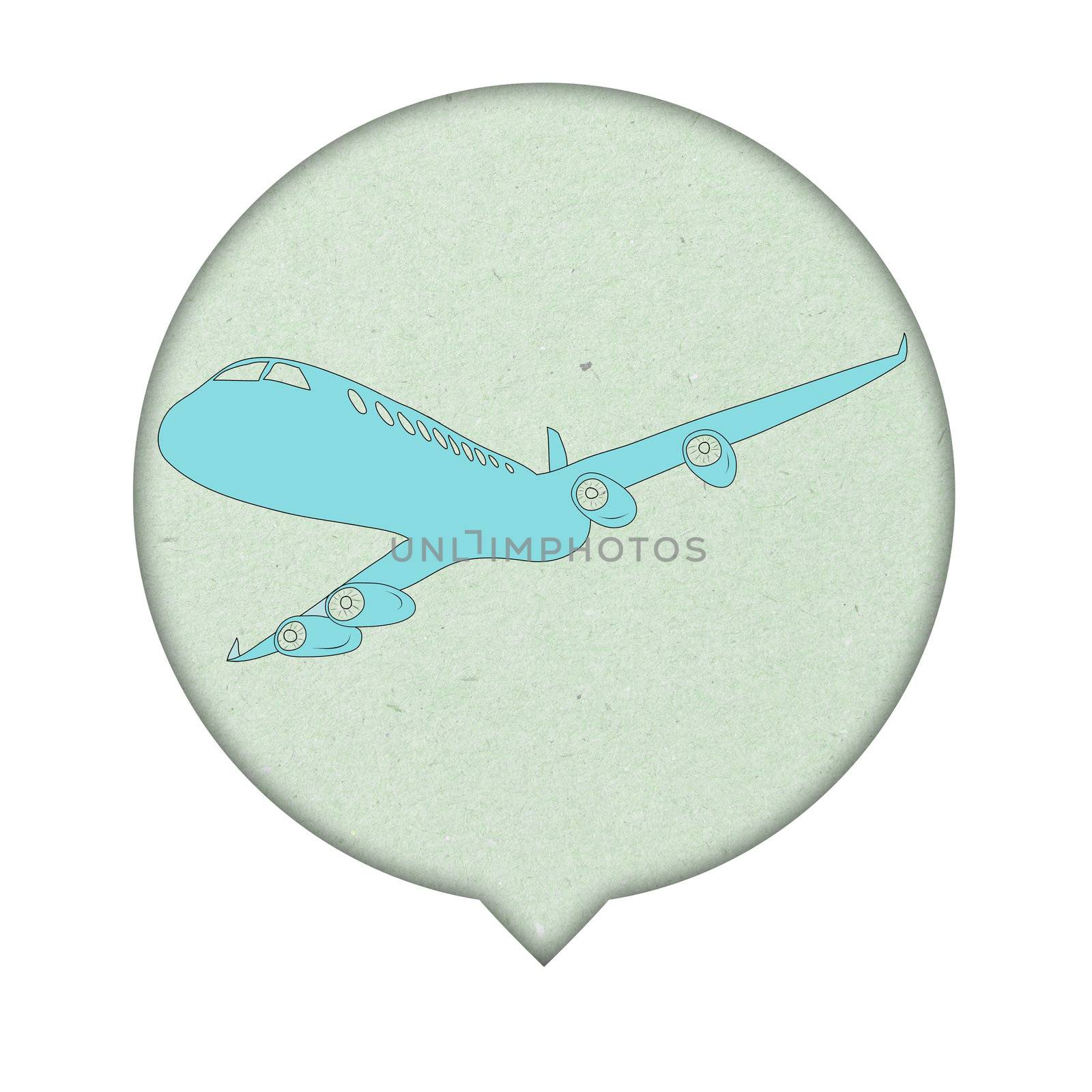 Airplane Sign icon on paper  background by rufous